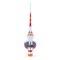 Santa in Red & White Suit Glass Christmas Tree Topper 11 Inches